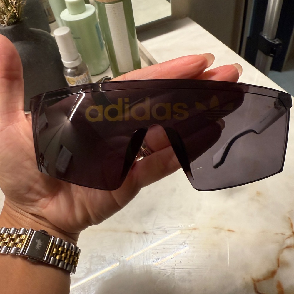 Adidas Black and Gold Shield Sunglasses